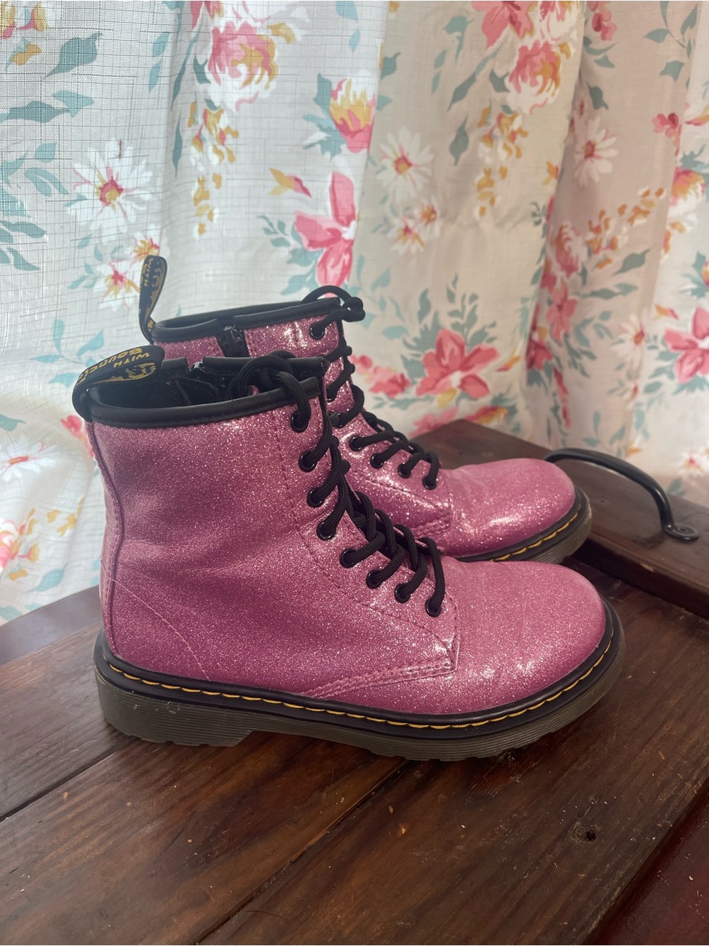 Dr. Martens 1460 Glitter J Boots Pink Youth Size 2 US